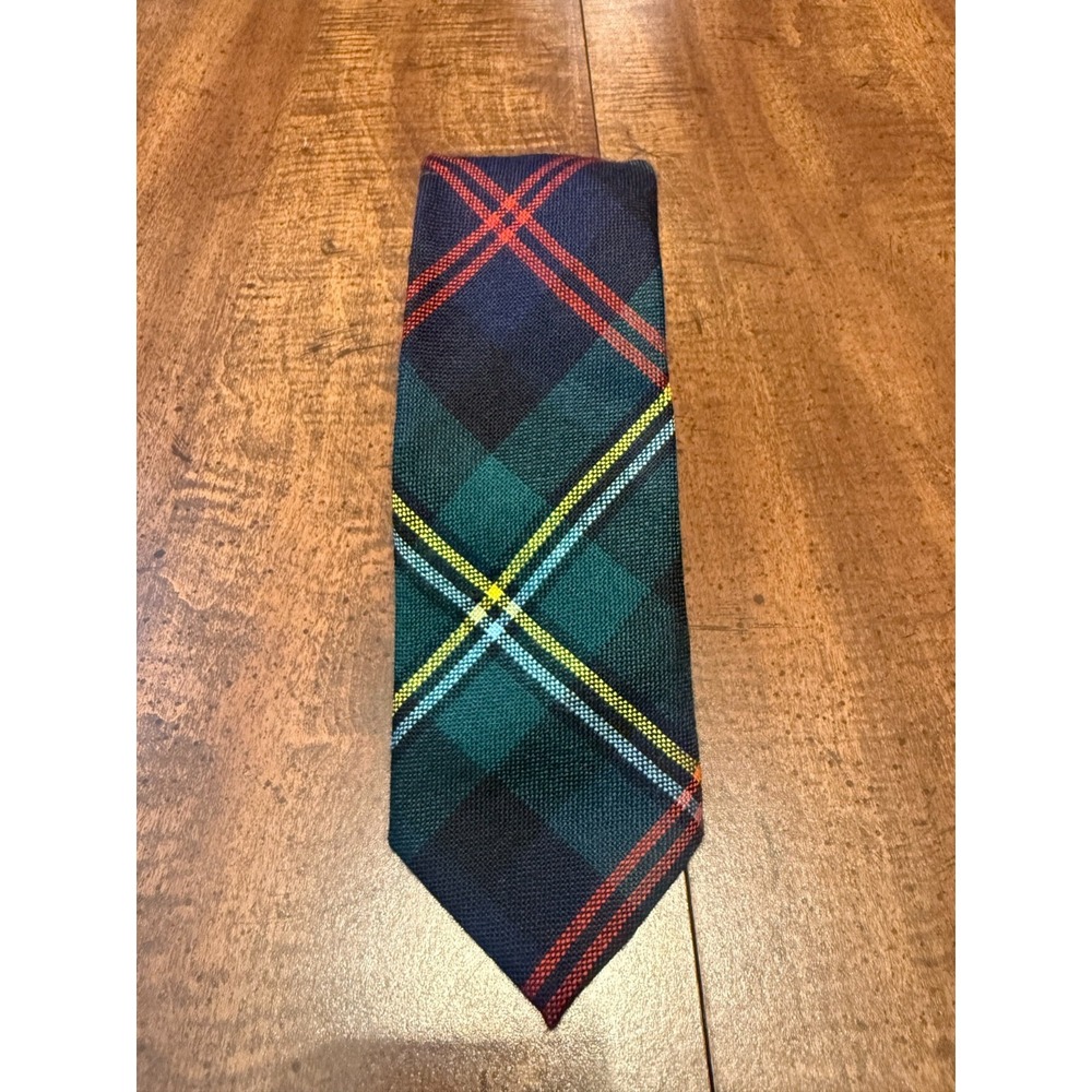 J.Crew Men's Green Navy Red Yellow Tartan Plaid Classic Necktie